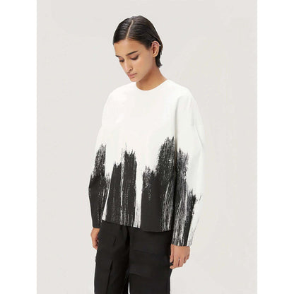 Genes Lecoanet Hemant Women White Cotton Printed White Sweatshirt