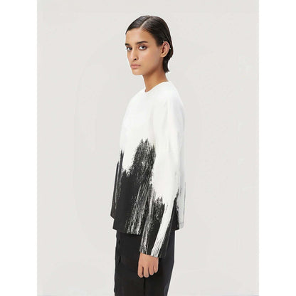 Genes Lecoanet Hemant Women White Cotton Printed White Sweatshirt