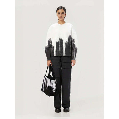 Genes Lecoanet Hemant Women White Cotton Printed White Sweatshirt