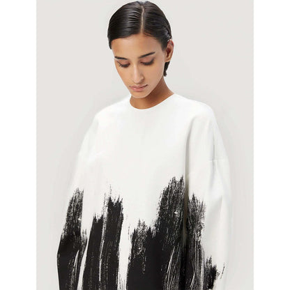 Genes Lecoanet Hemant Women White Cotton Printed White Sweatshirt