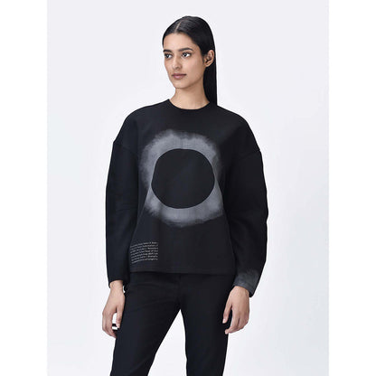 Genes Lecoanet Hemant Women Round Neck Black Printed Sweatshirt