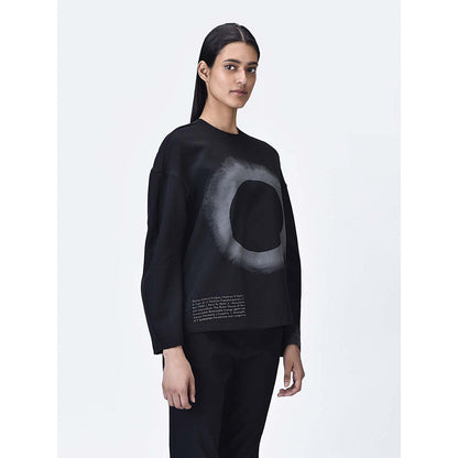 Genes Lecoanet Hemant Women Round Neck Black Printed Sweatshirt