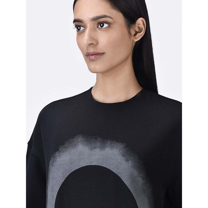 Genes Lecoanet Hemant Women Round Neck Black Printed Sweatshirt
