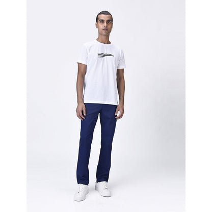 Genes Lecoanet Hemant Mens Navy Blue Cotton Regular Fit Trouser