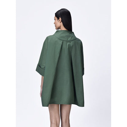 Genes Lecoanet Hemant Women Green Cotton Regular Fit Shirt