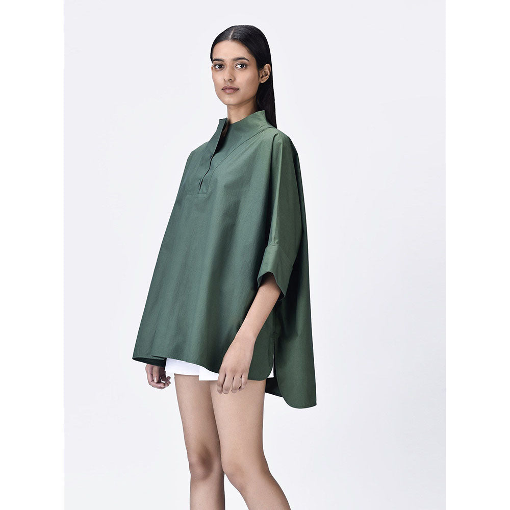 Genes Lecoanet Hemant Women Green Cotton Regular Fit Shirt