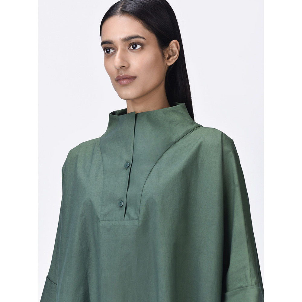 Genes Lecoanet Hemant Women Green Cotton Regular Fit Shirt