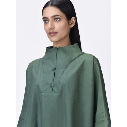 Genes Lecoanet Hemant Women Green Cotton Regular Fit Shirt