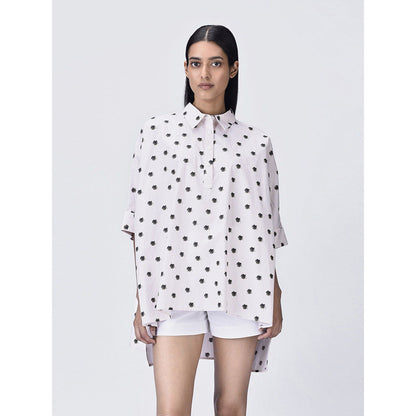 Genes Lecoanet Hemant Women White Cotton Printed Shirt