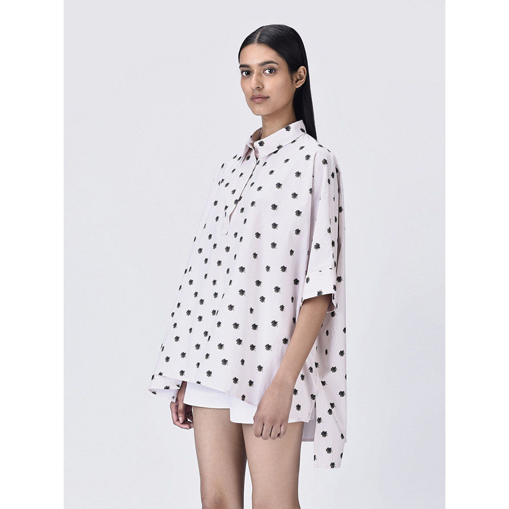 Genes Lecoanet Hemant Women White Cotton Printed Shirt