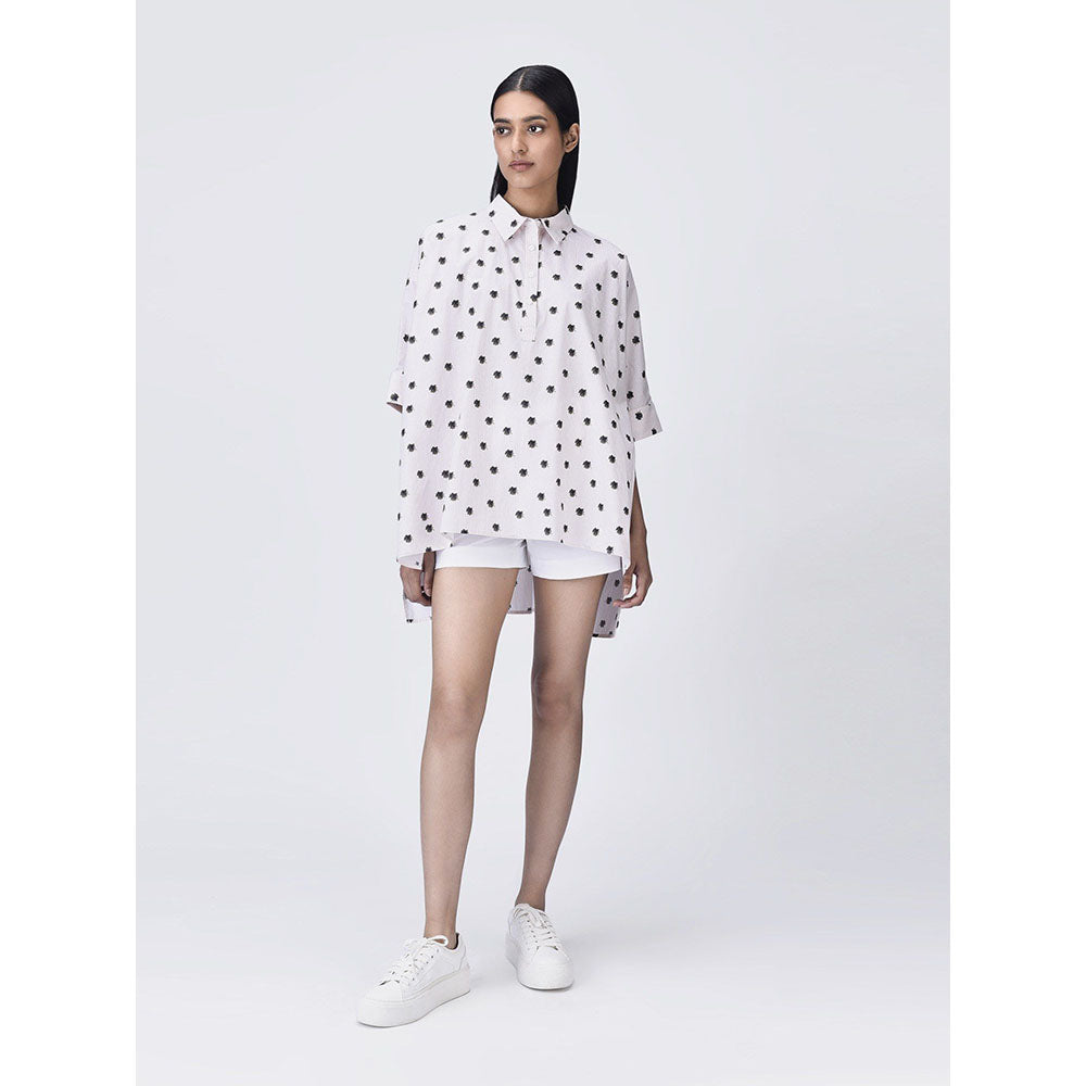 Genes Lecoanet Hemant Women White Cotton Printed Shirt
