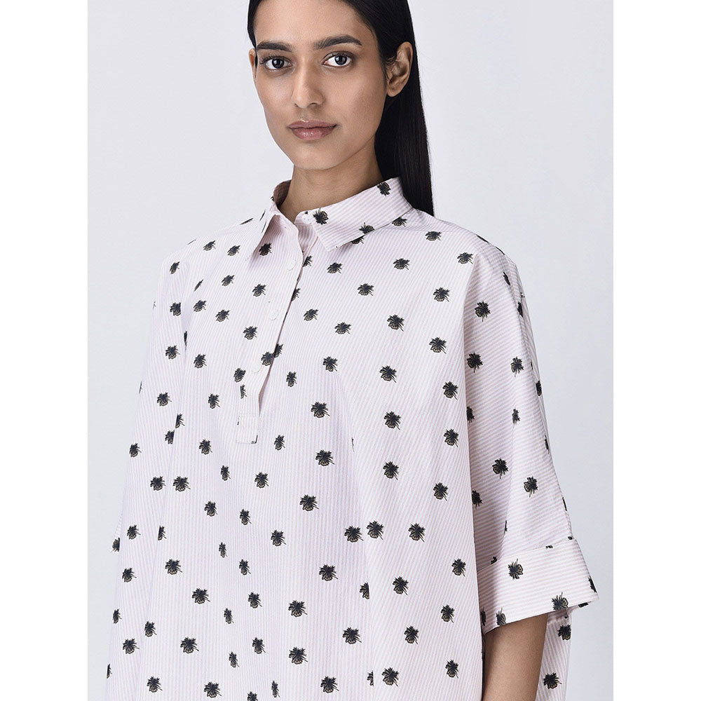 Genes Lecoanet Hemant Women White Cotton Printed Shirt