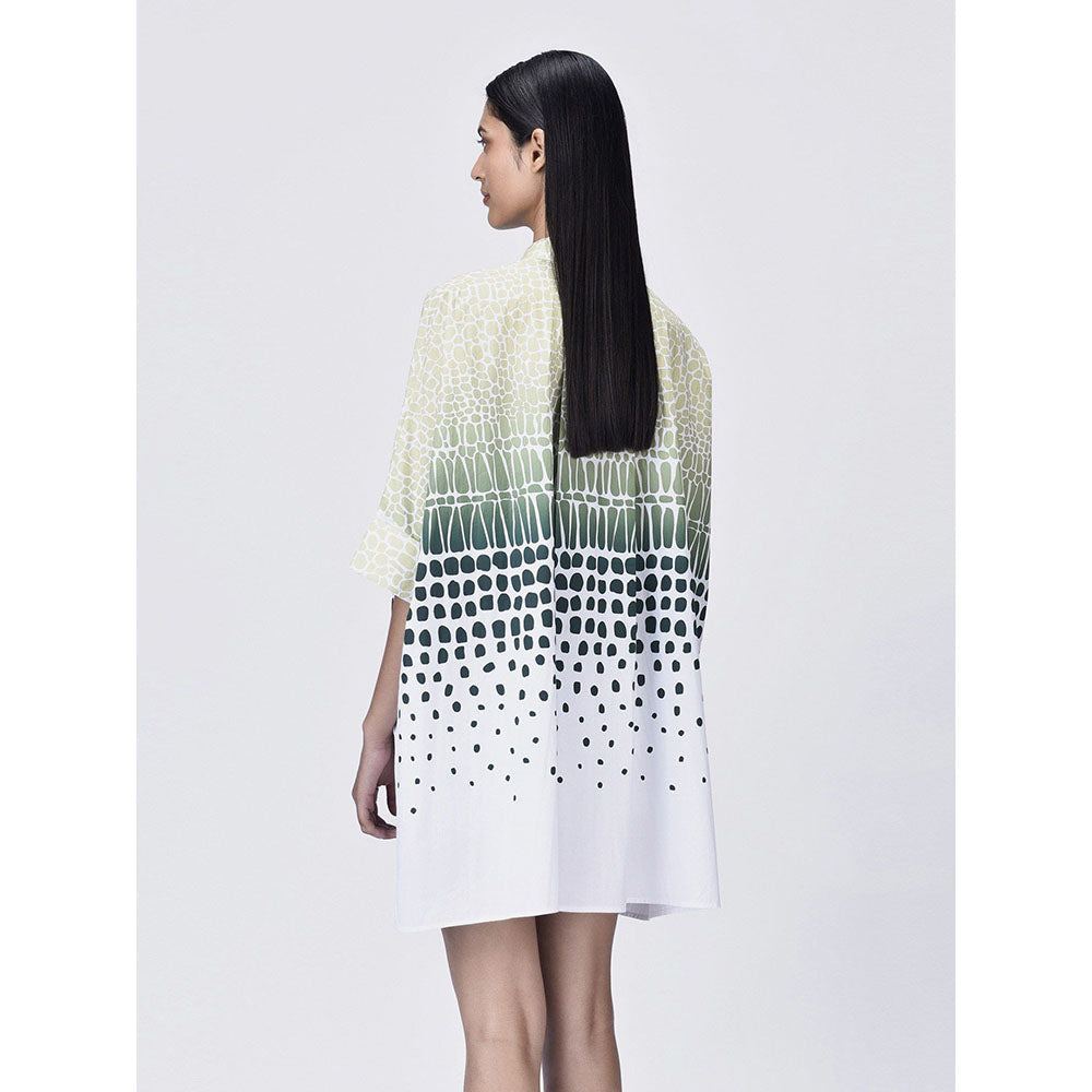 Genes Lecoanet Hemant Women Green Button Placket Printed Shirt