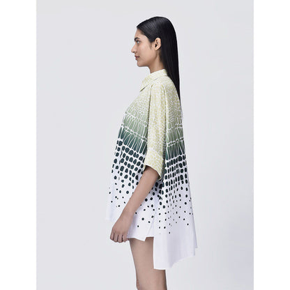 Genes Lecoanet Hemant Women Green Button Placket Printed Shirt