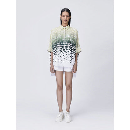 Genes Lecoanet Hemant Women Green Button Placket Printed Shirt