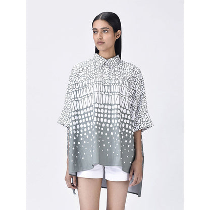 Genes Lecoanet Hemant Women High-Low Hemline Cotton Printed Shirt