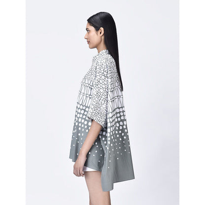 Genes Lecoanet Hemant Women High-Low Hemline Cotton Printed Shirt