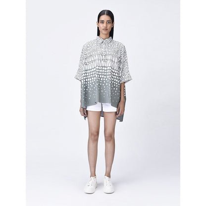 Genes Lecoanet Hemant Women High-Low Hemline Cotton Printed Shirt