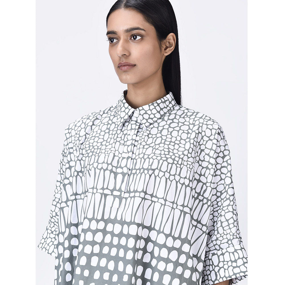 Genes Lecoanet Hemant Women High-Low Hemline Cotton Printed Shirt