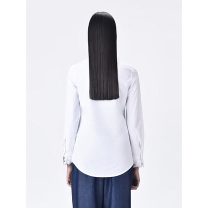 Genes Lecoanet Hemant Women White Cotton Regular Fit Shirt