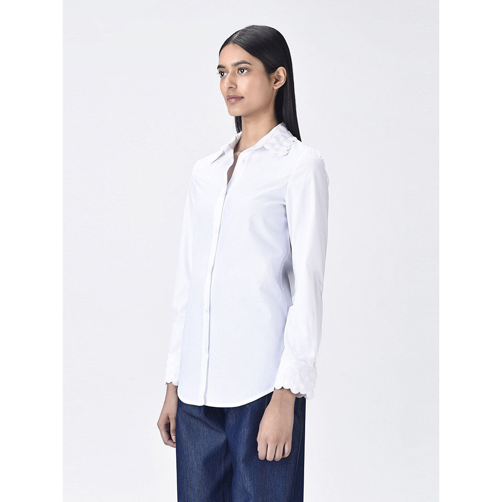 Genes Lecoanet Hemant Women White Cotton Regular Fit Shirt