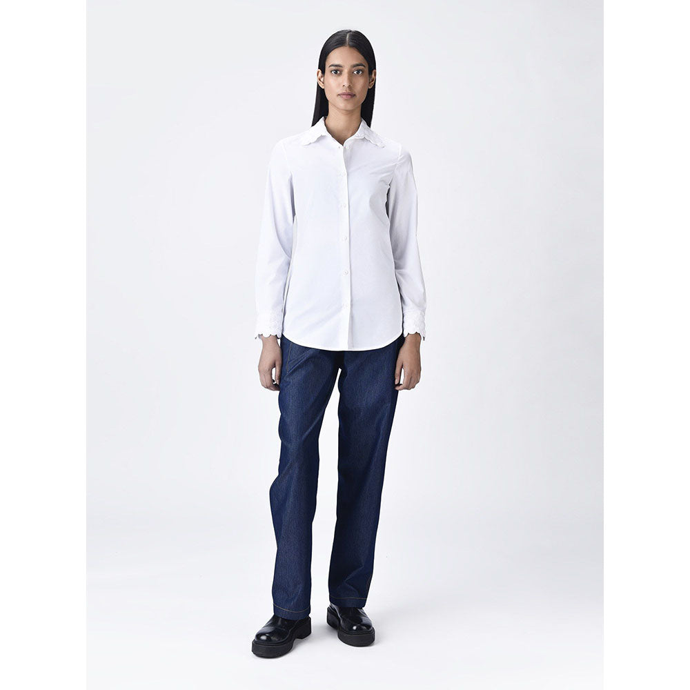 Genes Lecoanet Hemant Women White Cotton Regular Fit Shirt