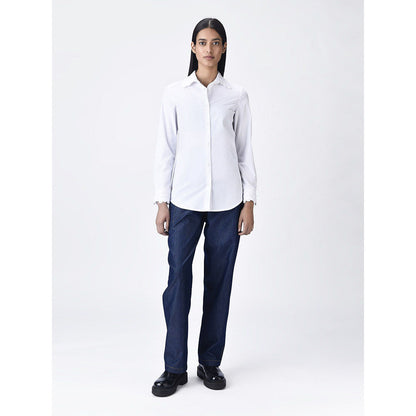 Genes Lecoanet Hemant Women White Cotton Regular Fit Shirt