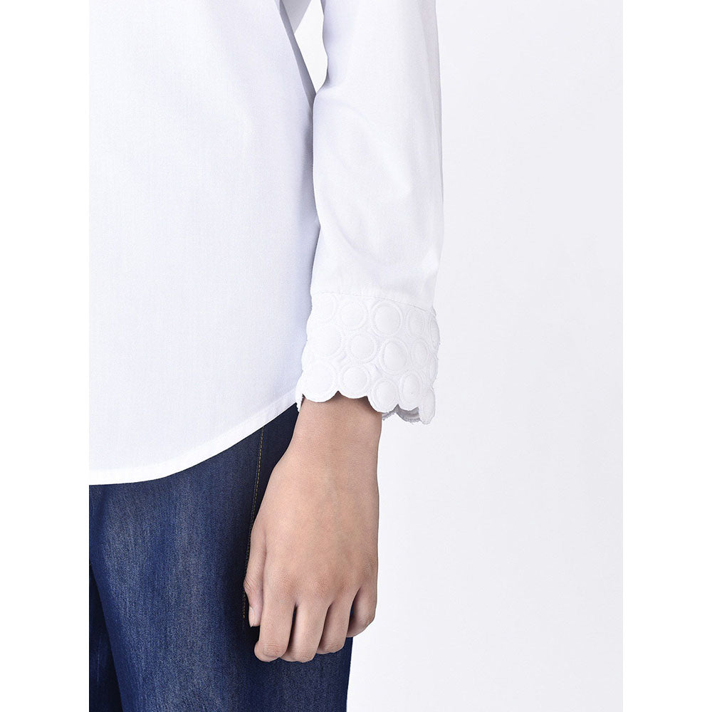 Genes Lecoanet Hemant Women White Cotton Regular Fit Shirt