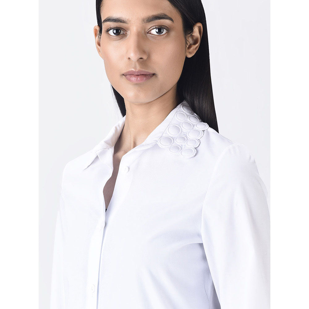 Genes Lecoanet Hemant Women White Cotton Regular Fit Shirt