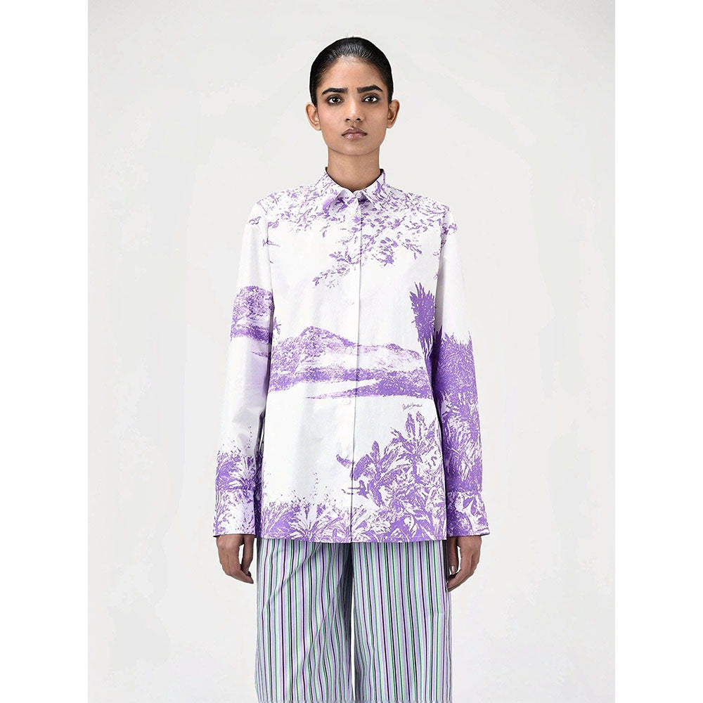 Genes Lecoanet Hemant Women Purple Long Sleeve Printed Shirt