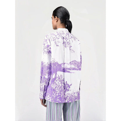 Genes Lecoanet Hemant Women Purple Long Sleeve Printed Shirt