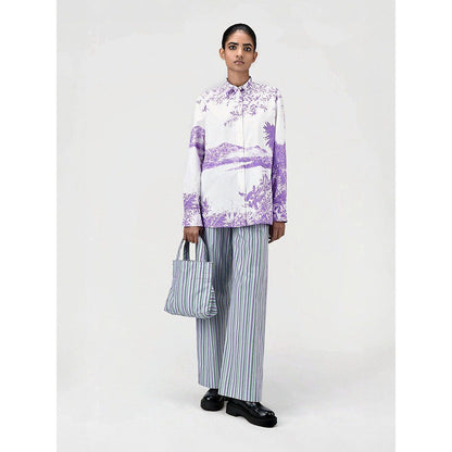 Genes Lecoanet Hemant Women Purple Long Sleeve Printed Shirt