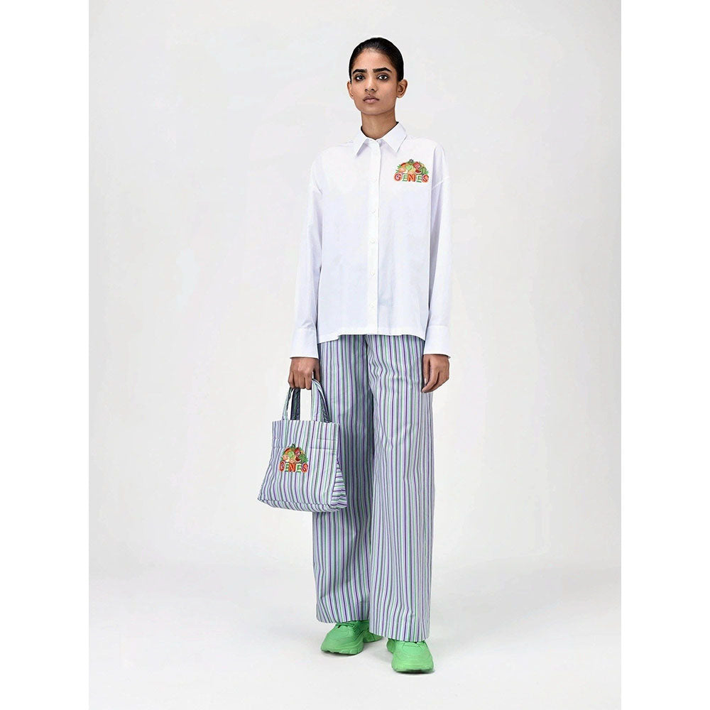 Genes Lecoanet Hemant Women White Cotton Fruit Embroidered Shirt