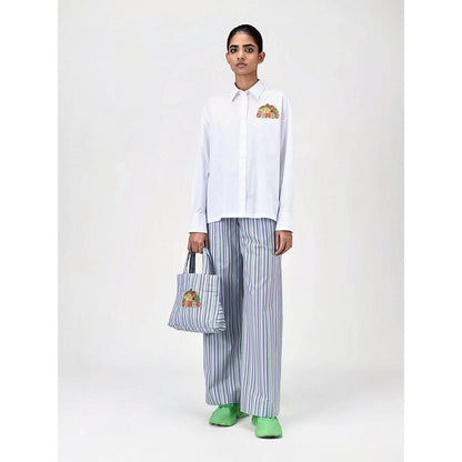 Genes Lecoanet Hemant Women White Cotton Fruit Embroidered Shirt