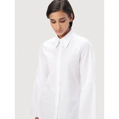 Genes Lecoanet Hemant Women White Cotton Back Printed Shirt