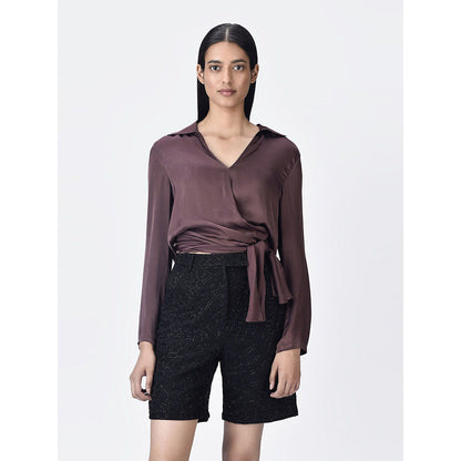 Genes Lecoanet Hemant Women Brown Tie-Knot Regular Fit Shirt