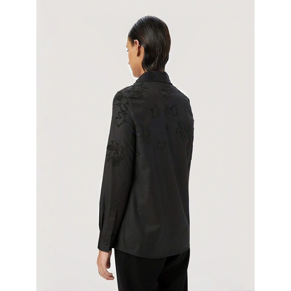 Genes Lecoanet Hemant Women Black Button Placket Embellished Shirt