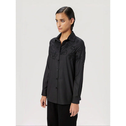Genes Lecoanet Hemant Women Black Button Placket Embellished Shirt