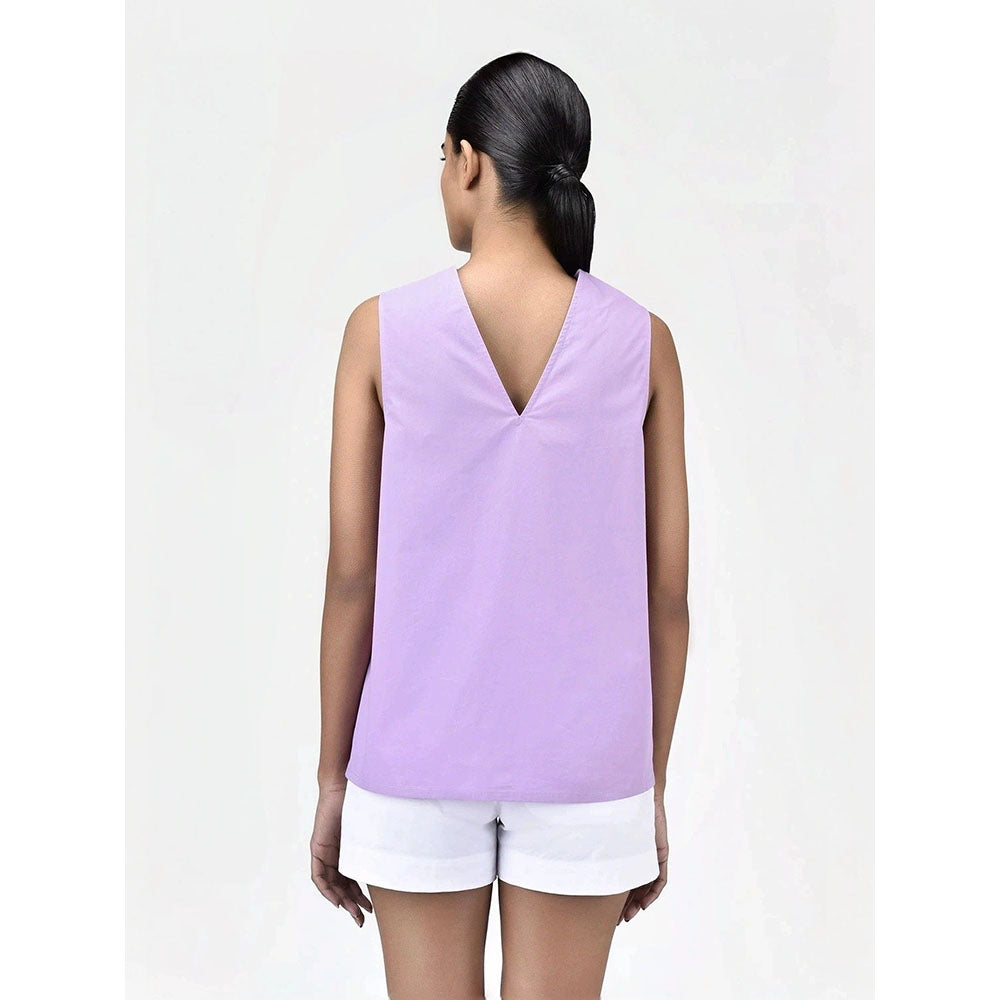 Genes Lecoanet Hemant Women Lavender Cotton Floral Print Top