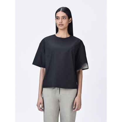 Genes Lecoanet Hemant Women Black Short Sleeves Printed Top