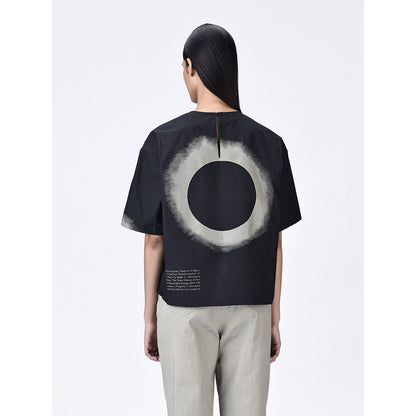 Genes Lecoanet Hemant Women Black Short Sleeves Printed Top