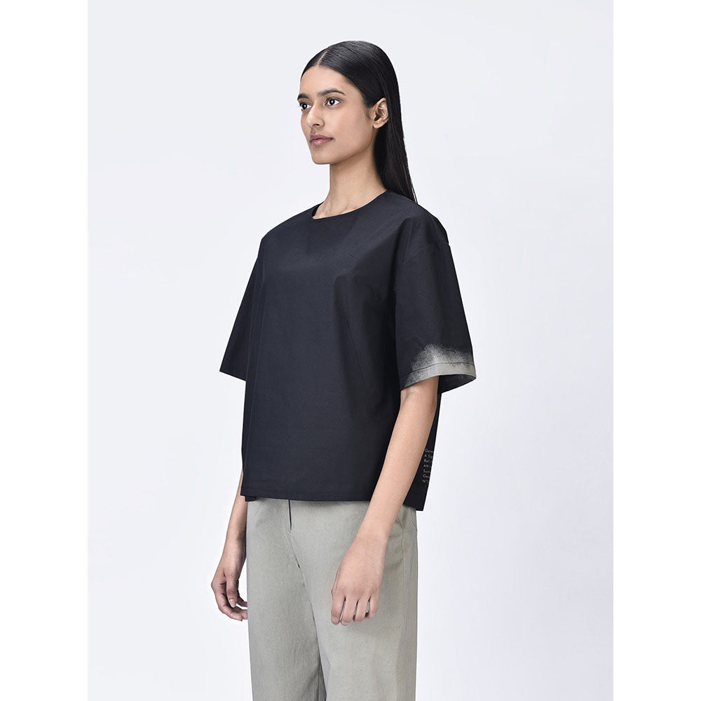 Genes Lecoanet Hemant Women Black Short Sleeves Printed Top