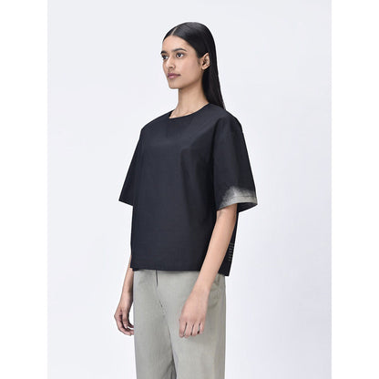 Genes Lecoanet Hemant Women Black Short Sleeves Printed Top