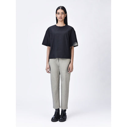 Genes Lecoanet Hemant Women Black Short Sleeves Printed Top