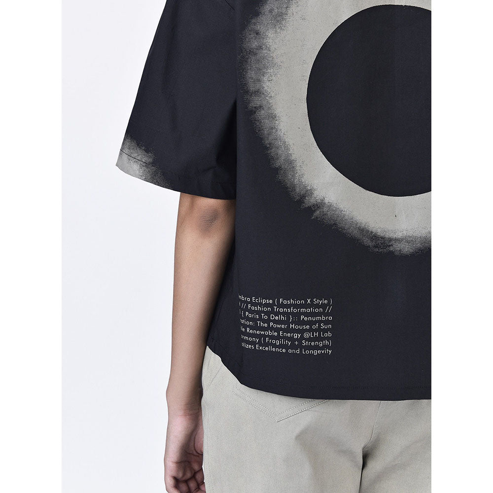 Genes Lecoanet Hemant Women Black Short Sleeves Printed Top