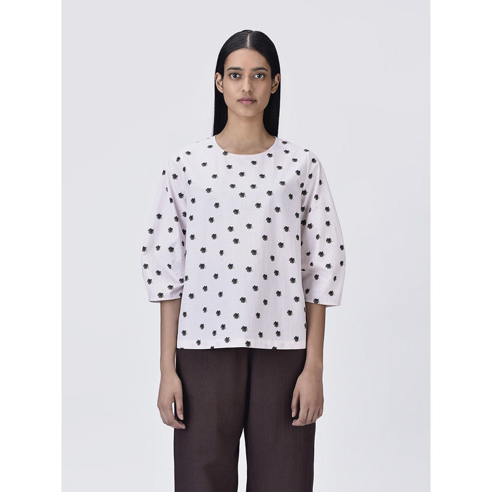 Genes Lecoanet Hemant Women Round Neck White Printed Top