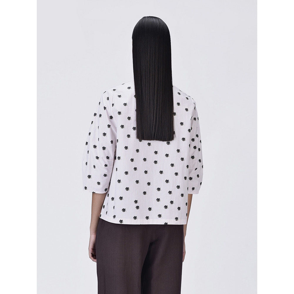 Genes Lecoanet Hemant Women Round Neck White Printed Top