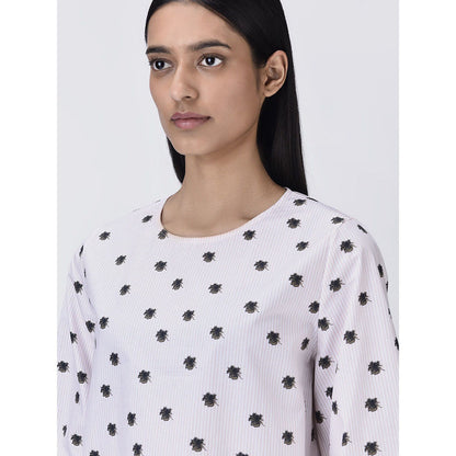 Genes Lecoanet Hemant Women Round Neck White Printed Top