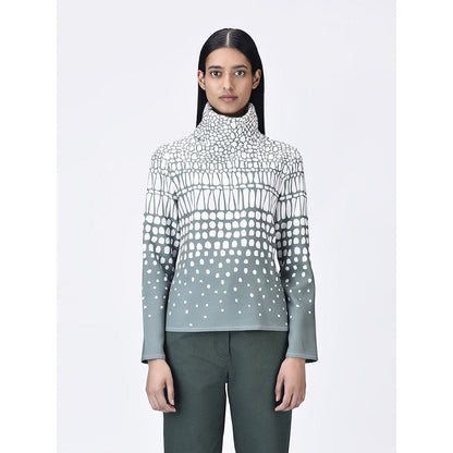 Genes Lecoanet Hemant Women High Neck Grey Printed Top