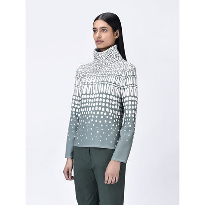 Genes Lecoanet Hemant Women High Neck Grey Printed Top